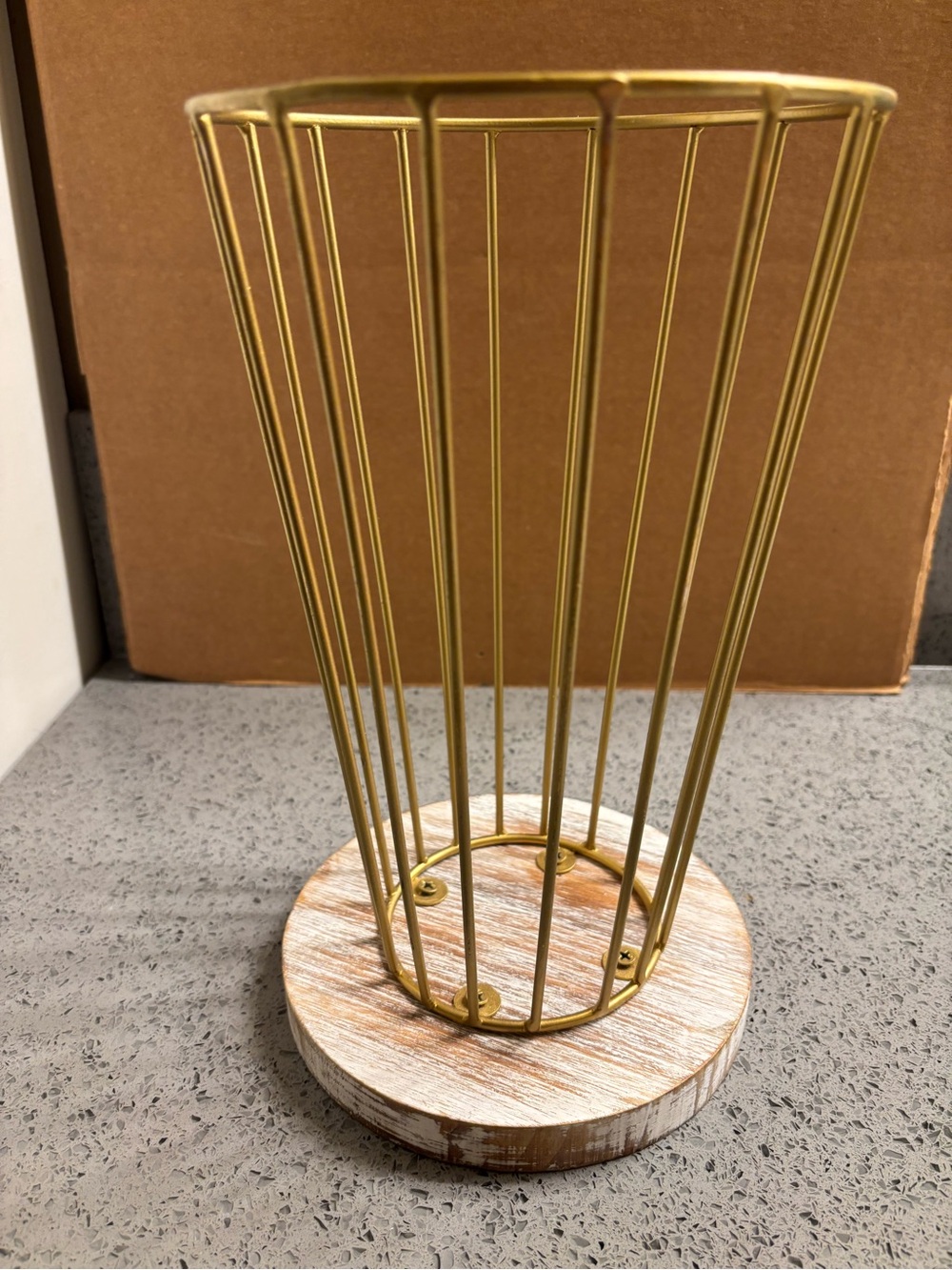 Versatile Gold Holder with Wire on Wood Base